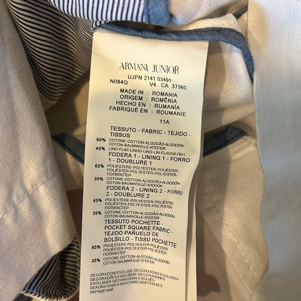 Armani Junior Boy’s White Jacket Size 11 - Picture 3 of 3
